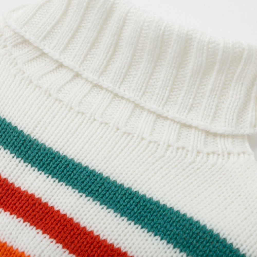 Multi Color Stripe Knit Sweater Off White Dress - Picture 11 of 14